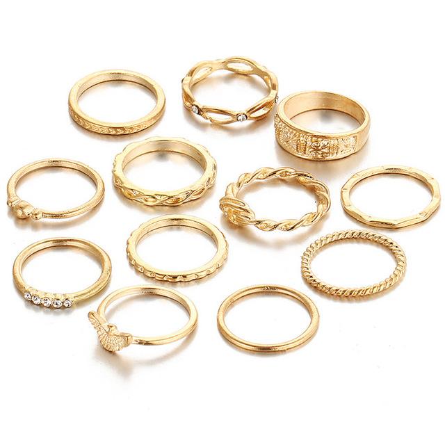 Buy Gold Plated Stone Stackable Pearl Rings Set Of 3 by The Loom Art Online  at Aza Fashions.